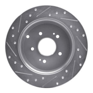 Hyundai Santa Fe Brake Rotor (1) - Rear Right - R1 Concepts - Drilled & Slotted - Silver - `07-`09